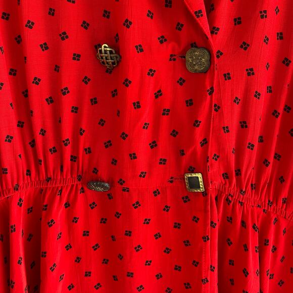 Vintage Carole Little Red Double Blouse Breasted Polka Dot Pin Up Women's Sz 14 - Picture 3 of 5